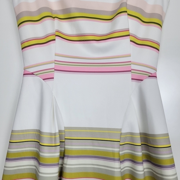 Ted Baker Aquai Skater Dress in Carousel Stripe with Gold Zipper Size 1 - Picture 7 of 14